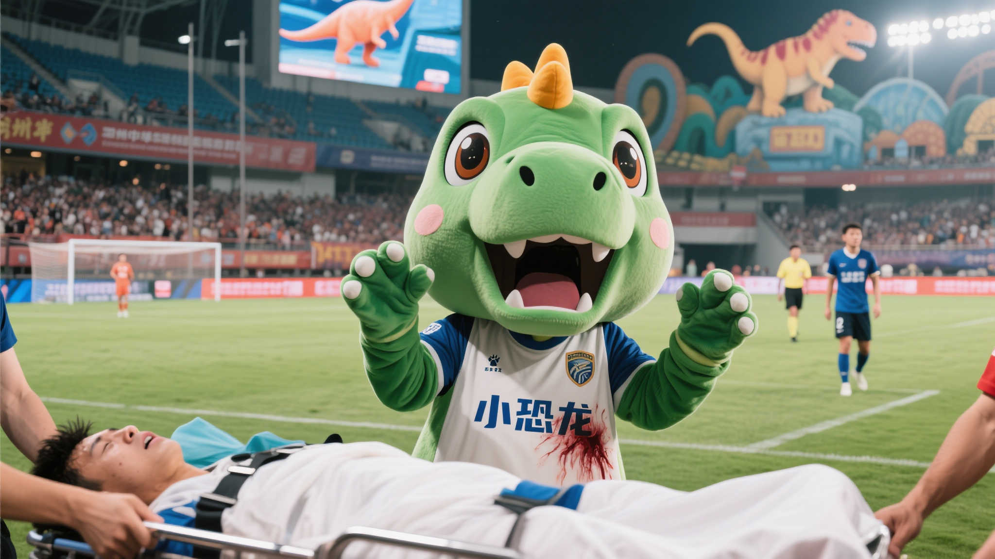 常州队0比4不敌南京队,“小恐龙”被气晕抬走?恐龙园回应 常州队0比4不敌南京队,“小恐龙”被气晕抬走?恐龙园回应